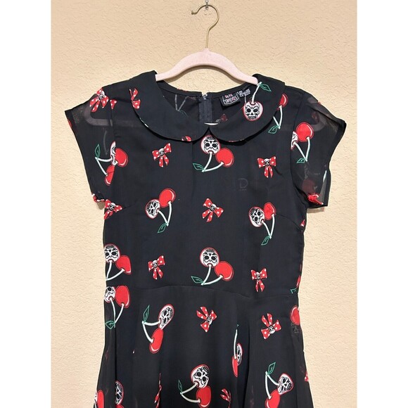 NWT Dead Threads Fit Flare Dress Womens Small Cherry Skull Rockabilly Punk VLV - Picture 4 of 9